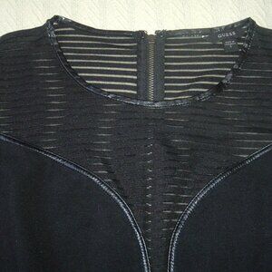 Guess Y2K Black Mesh Sheer Top Fit + Flare Goth Whimsigoth Witchy Fairy Size S